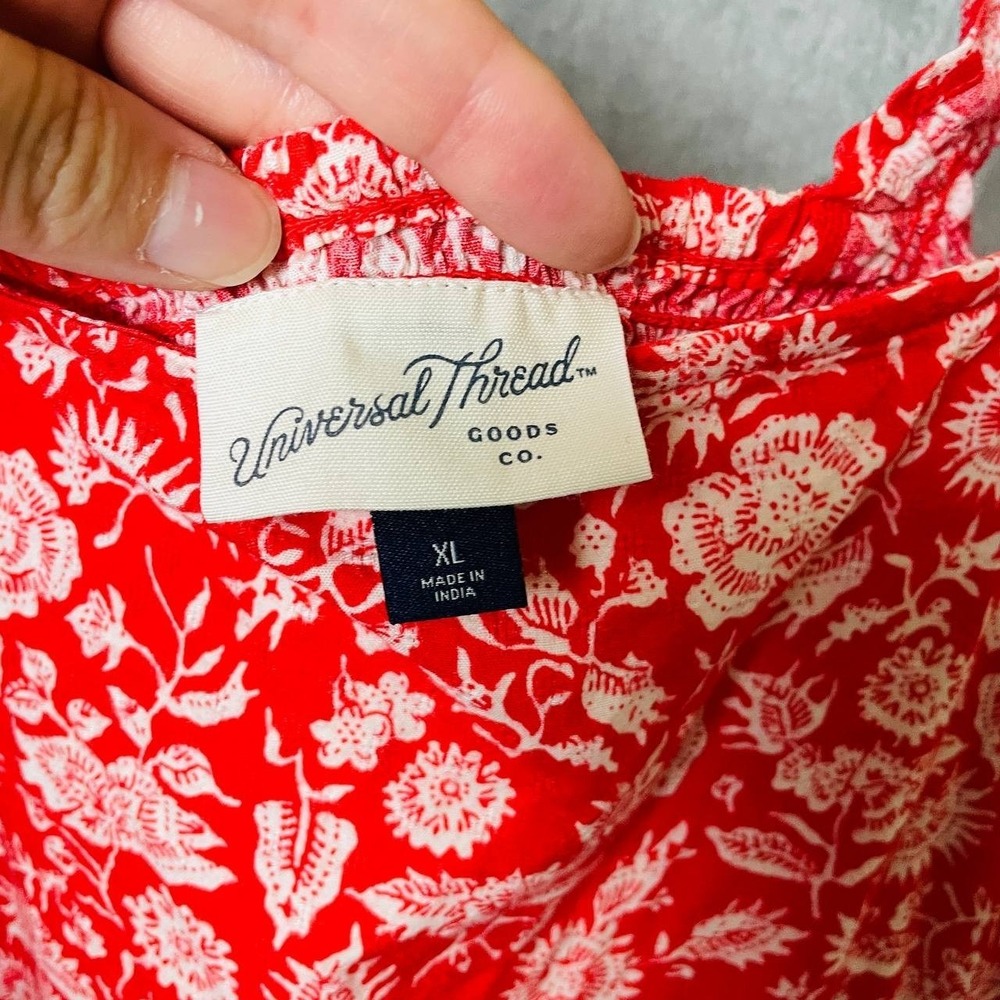 Universal Thread‎ Red Floral Tiered Maxi Dress XL Cottagecore Boho Prairie Flowy - Picture 6 of 7